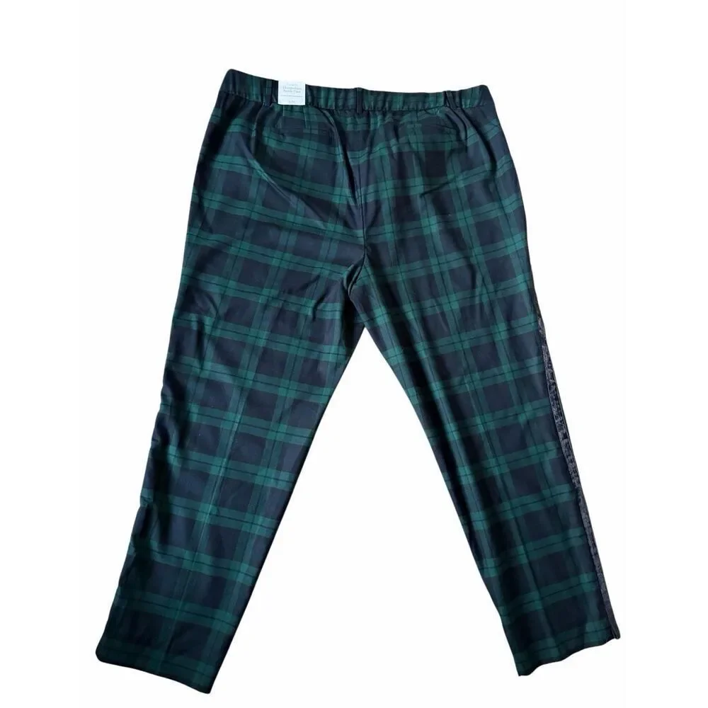 TALBOTS pants HAMPSHIRE ANKLE NEW Wool Blend BLACK Green WATCH PLAID size 20W Pl